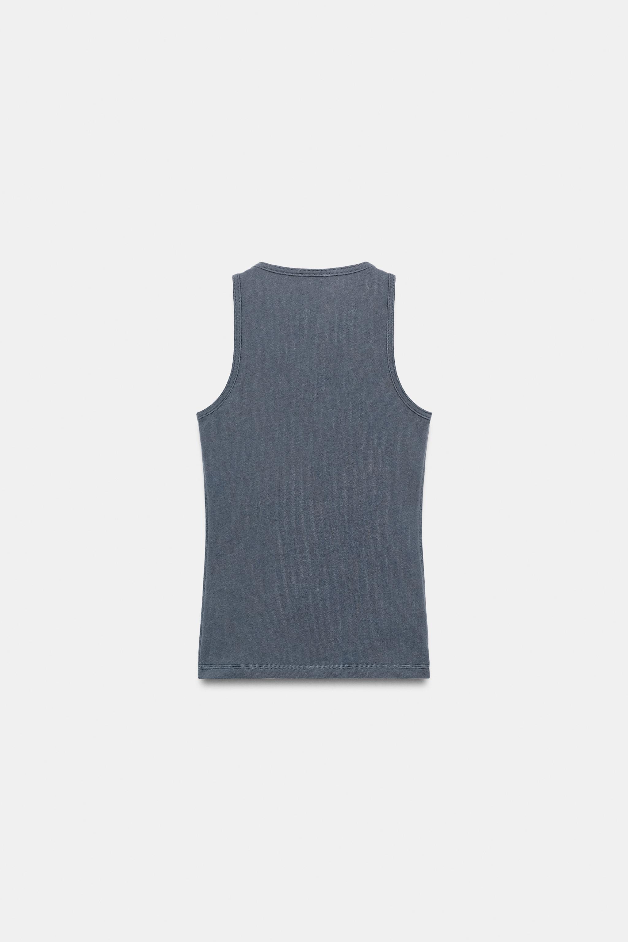 LINEN BLEND BUTTON-FRONT TOP